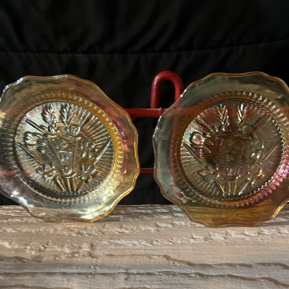 Vintage Glass Plates with Floral Design